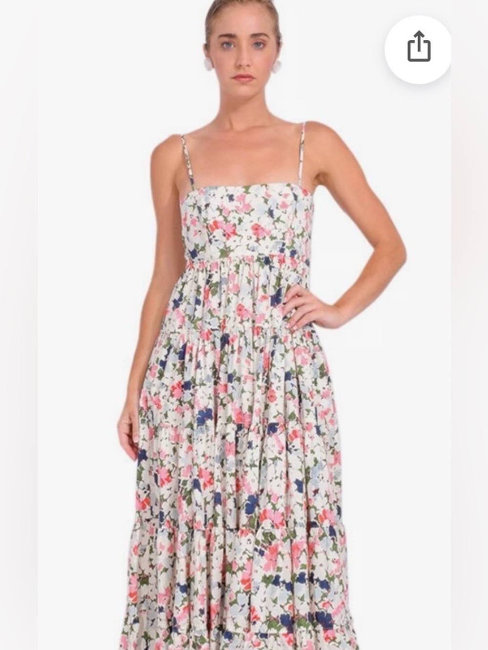 cinq a sept Floral Spaghetti-Strap Maxi Dress in White, Pink, Blue, Green New